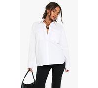Boohoo Cotton Oversized Pocket Detail Shirt In White white 10