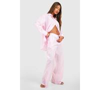 boohoo Women's Cotton Pinstripe Pyjama Trouser in Pink | Size: 6