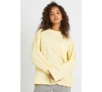 boohoo Women's Cotton Pocket Front Long Sleeve Top in Lemon | Size: 8