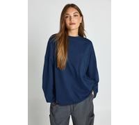 Boohoo Cotton Pocket Front Long Sleeve Top In Navy navy 12