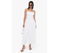 Boohoo Cotton Poplin Milkmaid Maxi Dress In White white 12