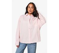 Boohoo Cotton Poplin Oversized Shirt In Baby Pink baby pink 14
