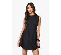 Boohoo Cotton Poplin Seam Detail Shift Dress In Black black 18
