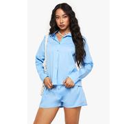 Boohoo Cotton Poplin Shirt & Short Set In Baby Blue baby blue 10