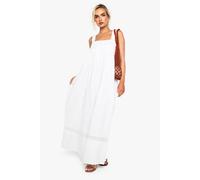 Boohoo Cotton Ruched Strappy Maxi Dress In White white 8