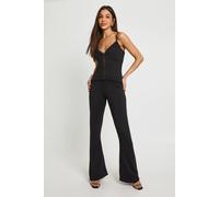 Boohoo Cotton Touch Flared Legging In Black black 16