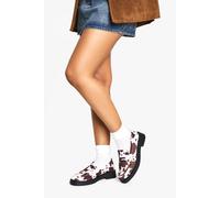 Boohoo Cow Print Faux Pony Skin Chunky Loafers In Chocolate chocolate 4