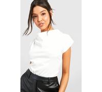 Boohoo Cowl Neck Crepe Shoulder Pad Blouse In Ivory ivory 10