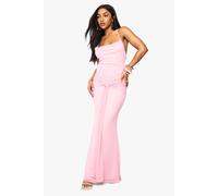 Boohoo Cowl Neck Tie Front Maxi Dress In Candy Pink candy pink 12