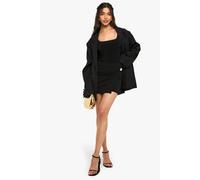 Boohoo Crepe Button Detail Wrap Mini Skirt In Black black 10