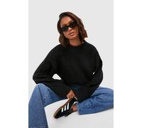 Boohoo Crew Neck Boucle Jumper In Black black L