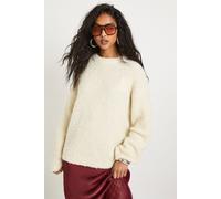 Boohoo Crew Neck Boucle Jumper In Cream cream M