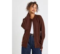Boohoo Crew Neck Knit Cardigan In Chocolate chocolate S