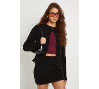 Boohoo Crew Neck Knitted Cardigan And Mini Skirt In Black black XL