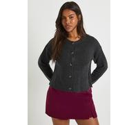 Boohoo Crew Neck Soft Knit Knitted Cardigan In Charcoal charcoal L