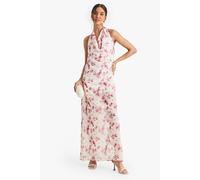 Boohoo Crinkle Chiffon Cowl Neck Maxi Dress In Nude nude 10