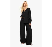 Boohoo Crinkle Oversized Shirt & Trouser Co-Ord In Black black 12