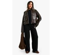 Boohoo Crinkle Oversized Top And Wide Leg Trouser Co-Ord Set In Black black 6