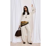 Boohoo Crinkle Oversized Top And Wide Leg Trouser Co-Ord Set In Stone stone 16