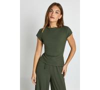 Boohoo Crinkle Rib Cap Sleeve Baby T-Shirt In Khaki khaki 6