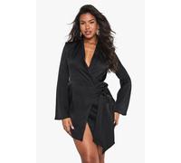 boohoo Women's Crinkle Wrap Blazer Dress in Black | Size: 10