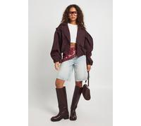 Boohoo Cropped Puff Sleeve Boxy Trench Jacket In Chocolate chocolate M/L