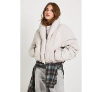Boohoo Cropped Puffer Jacket In Stone stone 10