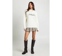 boohoo Women's Dec The Halls With Spicy Margs Embroidered Christmas Jumper in Cream | Size: Small