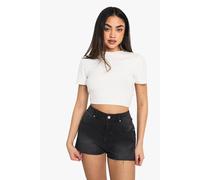 Boohoo Denim Mini Short In Washed Black washed black 8
