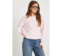 Boohoo Diamante Crew Neck Jumper In Pink pink L
