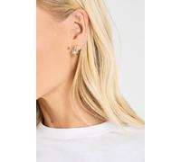 boohoo Women's Diamante Heart Huggie Hoop Earrings in Gold