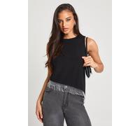 Boohoo Diamante Trim Asymmetric Top In Black black 6