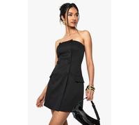 Boohoo Double Breasted Bandeau Tailored Mini Dress In Black black 14