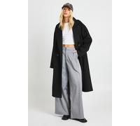 Boohoo Double Breasted Wool Look Coat In Black black 16