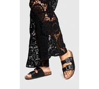 Boohoo Double Buckle Footbed Slider In Black black 3