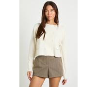 boohoo Women's Double Button Collared Knitted Cardigan in Cream | Size: Medium