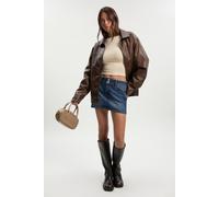 Boohoo Double Button Denim Mini Skirt In Dark Indigo dark indigo 10