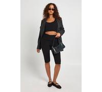 Boohoo Double Layer Fold Over Waist Capri Legging In Black black 10