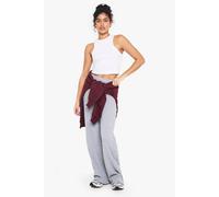 boohoo Women's Double Layer Modal Rib Wide Leg Trouser in Grey Marl | Size: 14