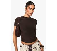 Boohoo Double Layer Slinky Fitted Top In Chocolate chocolate