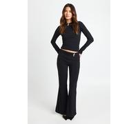 Boohoo Double Layer Slinky Flare With Silver Trim Detail In Black black
