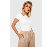 Boohoo Double Layer Slinky Short Sleeve Bodysuit In Ecru ecru 8