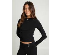 Boohoo Double Layer Slinky Top With Silver Trim Detail In Black black