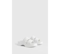 Boohoo Double Strap Chunky Platform Sliders In White white 3-4