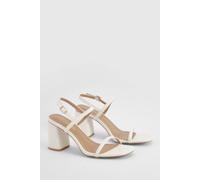 Boohoo Double Strap Slingback Block Heel Sandals In White white 8