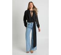 Boohoo Draped Chiffon Plunge Blouse In Black black 8