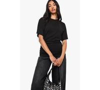Boohoo Draped Cinched Waist T-Shirt In Black black 6