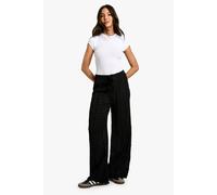 Boohoo Drawstring Crinkle Texture Trouser In Black black 16