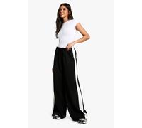 Boohoo Drawstring Waist Side Stripe Trouser In Black black 8