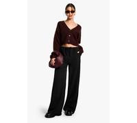 Boohoo Drawstring Waistband Casual Woven Trousers In Black black 12